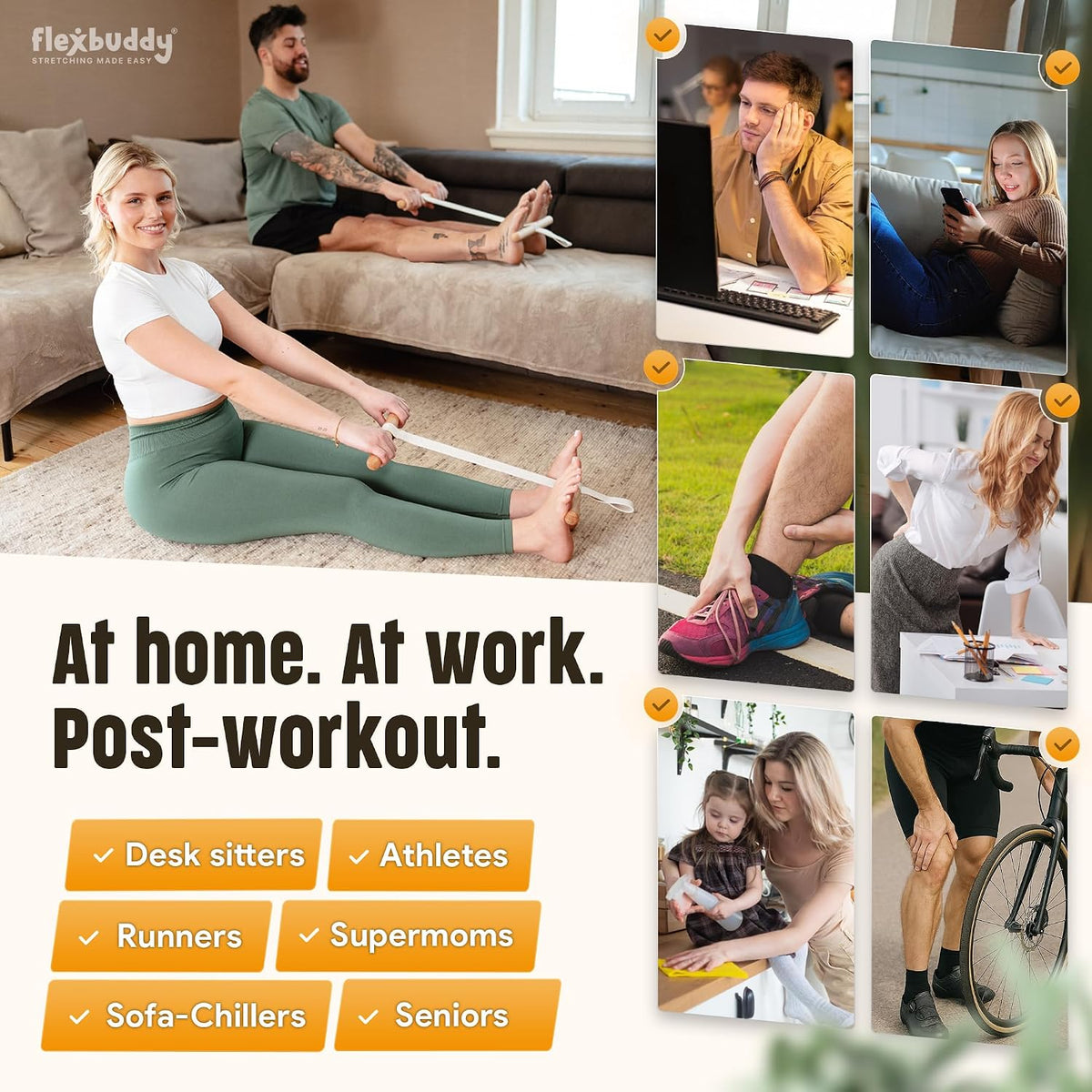 FlexBuddy  Stretching Tool – 2-in-1 Flexibility & Back Trainer