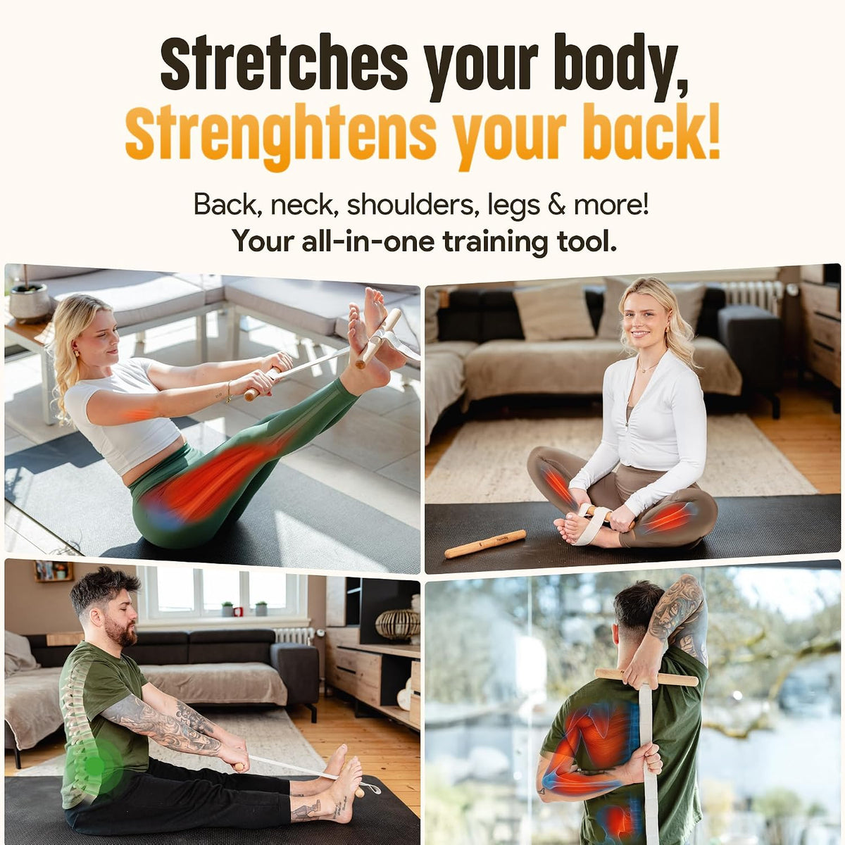 FlexBuddy  Stretching Tool – 2-in-1 Flexibility & Back Trainer